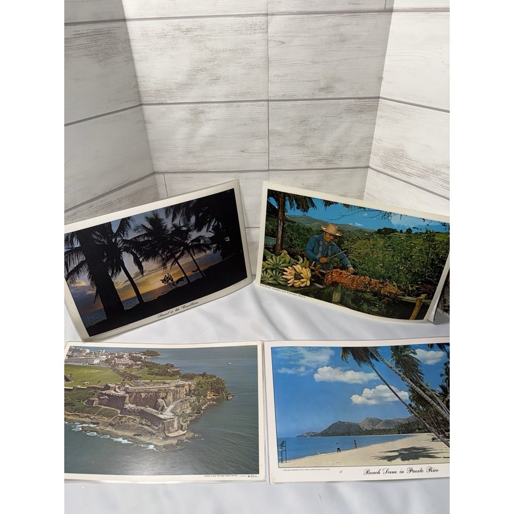 4  Vintage Laminated‎ Island Placemats Bermuda Virgin Islands Puerto Rico